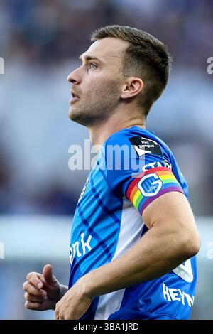 Genk, Belgien. Mai 2025. Bryan Heynen von Genk, aufgenommen während eines Fußballspiels zwischen KRC Genk und Club Brugge am Sonntag, den 11. Mai 2025 in Genk, am 8. Tag (von 10) der Play-offs der Champions der ersten Liga der Jupiler Pro League 2024-2025. BELGA FOTO BRUNO FAHY Credit: Belga News Agency/Alamy Live News Stockfoto