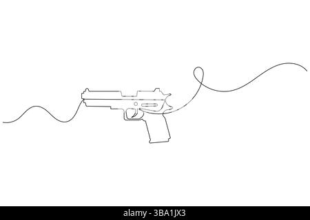 Minimalistische Pistole eine Linie Zeichnung isolierter Vektor-Umrissdarstellung Stock Vektor