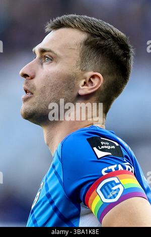 Genk, Belgien. Mai 2025. Bryan Heynen von Genk, aufgenommen während eines Fußballspiels zwischen KRC Genk und Club Brugge am Sonntag, den 11. Mai 2025 in Genk, am 8. Tag (von 10) der Play-offs der Champions der ersten Liga der Jupiler Pro League 2024-2025. BELGA FOTO BRUNO FAHY Credit: Belga News Agency/Alamy Live News Stockfoto