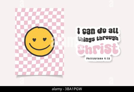 Coole Lächeln Poster Vektordesign. Trendiger Groovy-Hintergrund. Lustige Retro-Textur für Mädchen Stock Vektor