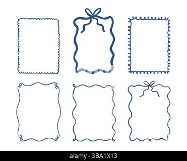 Handgezeichnete Vintage-Rahmen-Kollektion. Der Stil der Buntstifte ist skurril. Moderne, trendige Wandkunst Stock Vektor