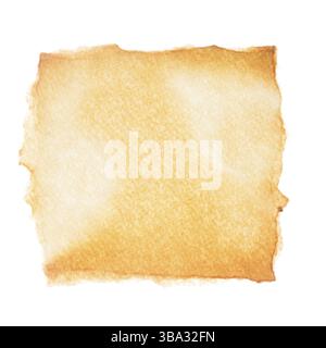 Leeres, gealtertes Papier isoliert auf weißem Hintergrund Stockfoto