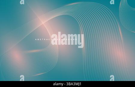 Türkisfarbener und rosafarbener abstrakter Hintergrund mit leuchtenden Wellen. Futuristisches Technologiekonzept. Moderne, fließende Wellenlinien. Vektorabbildung Stock Vektor
