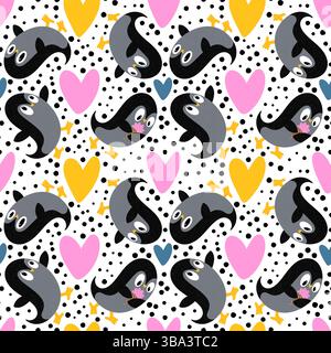 Nahtloses Pinguinmuster für Geschenkpapier und Stoffe sowie Bettwäsche und Kinderbekleidung und Neujahrsverpackungen sowie Noel Winter pac Stockfoto