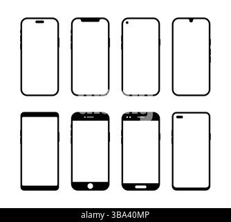 Smartphone Frame Vektorsatz – Symbole für die Darstellung von mobilen Geräten Minimal Phone Display Mockup Vorlagen für UI- und App-Design Stock Vektor
