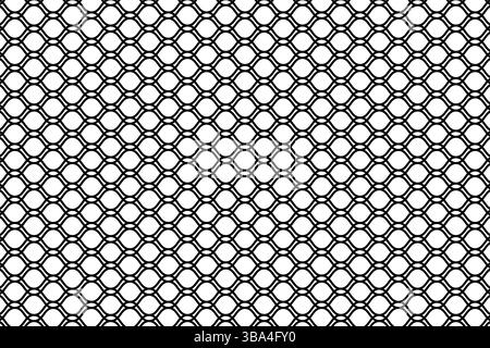 Draht- oder Schnürmuster. Schwarze Metallic- oder Nylongitterstruktur isoliert auf weißem Hintergrund. Zaun, Fischernetz, Käfig oder Gitterstruktur. Abstraktes geometrisches Muster. Vektorgrafik. Stock Vektor