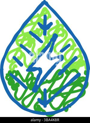 Elektrizität Biomasse Symbol Kritzelillustration Stock Vektor