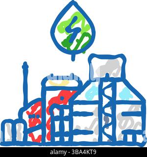 Stromnetz Biomasse Symbol Kritzelillustration Stock Vektor