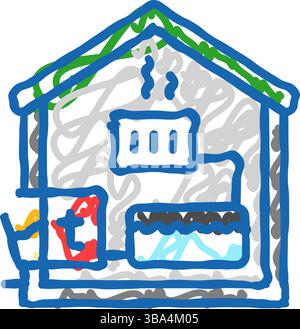 Industrie-Biomasse-Symbol-Kritzelillustration Stock Vektor