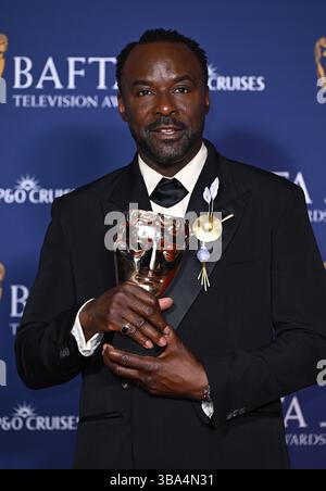 London, Großbritannien. Mai 2025. Ariyon Bakare bei den BAFTA Television Awards, Royal Festival Hall. Quelle: Doug Peters/EMPICS/Alamy Live News Stockfoto