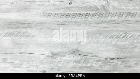 Hellweiß gewaschenes weiches Holz als Hintergrund. Grunge weiß getüncht lackierte Holzdielen Tischmuster von oben Stockfoto