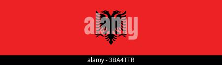 Flagge von Albanien. Albanien Flagge langes Banner digitale Vektor Illustration. Stock Vektor