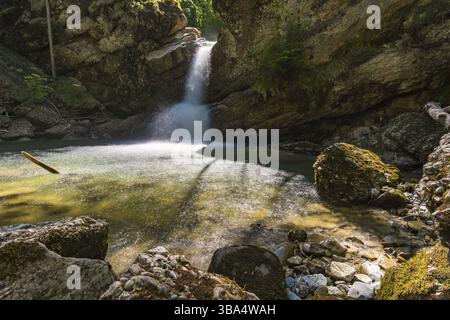 Durch das schöne Ostertaltobel im Gunzesriedtal im Allgau bei Blaichach, Sonthofen Stockfoto