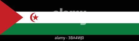 Flagge der Arabischen Demokratischen Republik Saharaui. Sahrawi Arabische Demokratische Republik Flagge langes Banner digitale Vektor Illustration. Stock Vektor