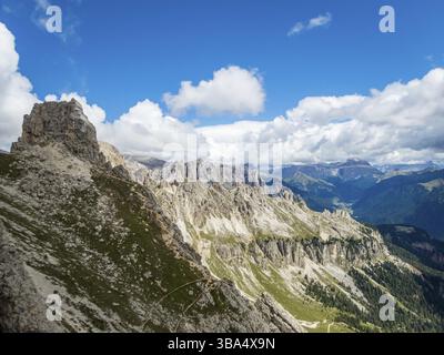 Klettersteig Rotwand und Masare im Rosengarten in den Dolomiten, Südtirol, Italien, Europa Stockfoto