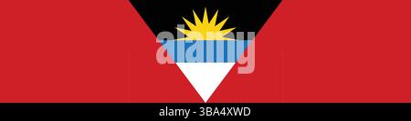 Flagge von Antigua und Barbuda. Antigua und Barbuda Flagge langes Banner digitale Vektor Illustration. Stock Vektor