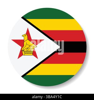 Flagge von Simbabwe. Simbabwe Kreis Flagge Logo Symbol Computer Vektor Illustration Design. Stock Vektor