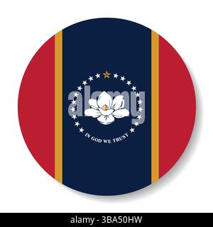 Flagge von Mississippi. Mississippi Kreis Flagge Logo Symbol Computer Vektor Illustration Design. Stock Vektor