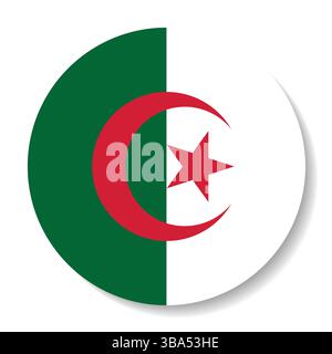 Flagge von Algerien. Algerien Rundflagge Logo Symbol Computer Vektor Illustration Design. Stock Vektor