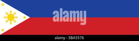 Flagge der Philippinen. Philippinen Flagge langes Banner digitale Vektor-Illustration. Stock Vektor