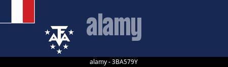 Flagge des französischen südlichen und antarktischen Territoriums. Französische Südliche und Antarktis Territory Flagge langes Banner digitale Vektor Illustration. Stock Vektor