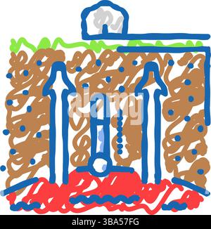 Symbol für geothermische Energie erhitzen Kritzelillustration Stock Vektor