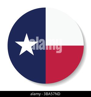 Flagge von Texas. Texas Rundflagge Logo Symbol Computer Vektor Illustration Design. Stock Vektor