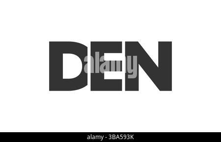 DEN-Logo-Vorlage mit starkem und modernem, auffälligem Text. Anfänglich basierter Vektorlogotyp mit einfacher und minimaler Typografie. Trendige Firmen-ID Stock Vektor
