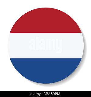 Flagge der Niederlande. Niederlande Knopf Flagge Logo Symbol Computer Vektor Illustration Design. Stock Vektor