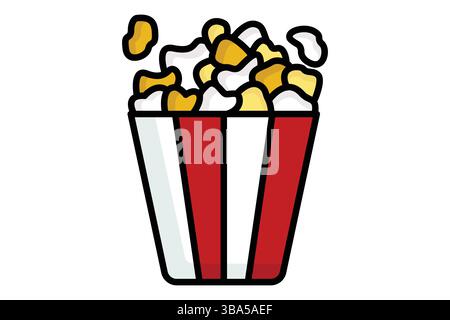 Popcorn-Symbol. Symbolstil für farbige Umrisse. Symbol für Snacks. Catering Elements Vektor-Illustration Stock Vektor