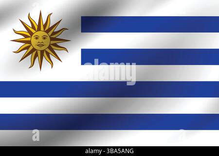 Flagge von Uruguay. Uruguay Flagge offizielle Farben und Proportion digitale Vektor Illustration. Wellige Flagge. Faltenfahne. Stock Vektor