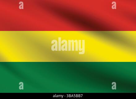 Flagge von Bolivien. Bolivien Flagge offizielle Farben und Proportion digitale Vektor Illustration. Wellige Flagge. Faltenfahne. Stock Vektor