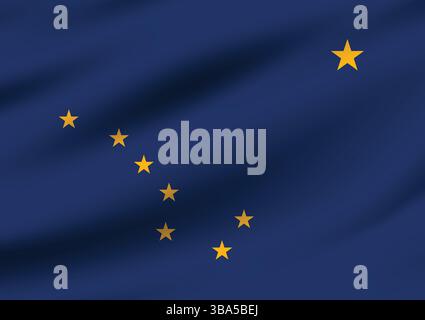 Flagge von Alaska. Alaska Flagge offizielle Farben und proportionale digitale Vektor-Illustration. Wellige Flagge. Faltenfahne. Stock Vektor