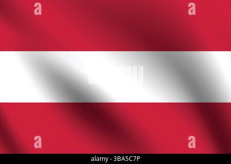 Flagge Österreichs. Österreich Flagge offizielle Farben und Proportion digitale Vektor Illustration. Wellige Flagge. Faltenfahne. Stock Vektor