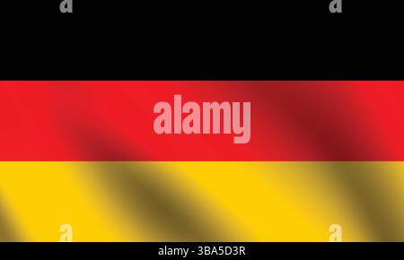 Flagge von Deutschland. Deutschland Flagge offizielle Farben und Proportion digitale Vektor Illustration. Wellige Flagge. Faltenfahne. Stock Vektor