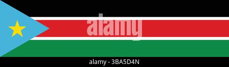 Flagge von Südsudan. Südsudan Flagge langes Banner digitale Vektor-Illustration. Stock Vektor