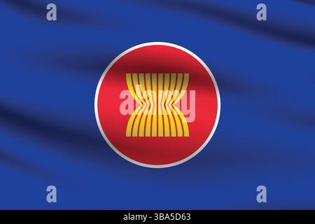 Flagge des Vereins südostasiatischer Nationen. ASAN Flagge offizielle Farben und Proportion digitale Vektor Illustration. Wellige Flagge. Stock Vektor