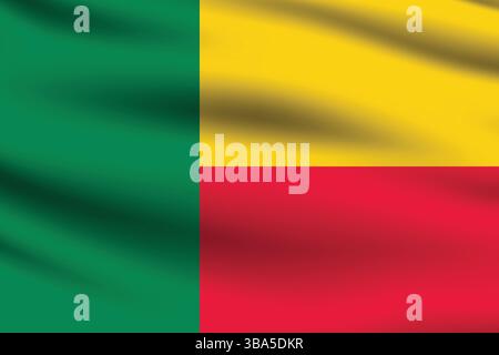 Flagge von Benin. Benin Flagge offizielle Farben und Proportion digitale Vektor Illustration. Wellige Flagge. Faltenfahne. Stock Vektor