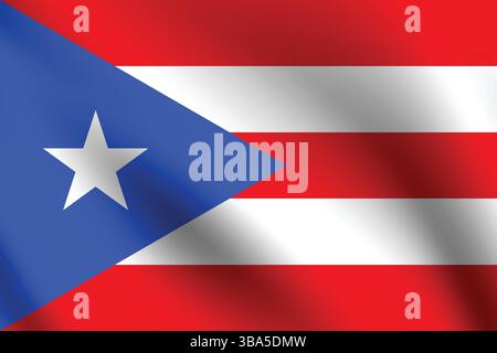 Flagge von Puerto Rico. Puerto Rico Flagge offizielle Farben und proportionale digitale Vektor-Illustration. Wellige Flagge. Faltenfahne. Stock Vektor
