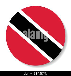 Flagge von Trinidad und Tobago. Trinidad und Tobago Kreisflagge Logo Symbol Computer Vektor Illustration Design. Stock Vektor