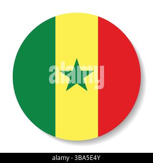 Flagge von Senegal. Senegal Kreisflagge Logo Symbol Computer Vektor Illustration Design. Stock Vektor
