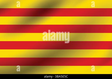 Flagge von Katalonien. Katalonien Flagge offizielle Farben und proportionale digitale Vektor-Illustration. Wellige Flagge. Faltenfahne. Stock Vektor