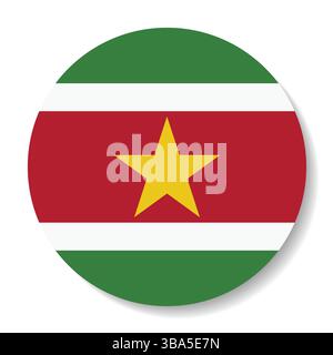Flagge von Suriname. Suriname Kreisflagge Logo Symbol Computer Vektor Illustration Design. Stock Vektor