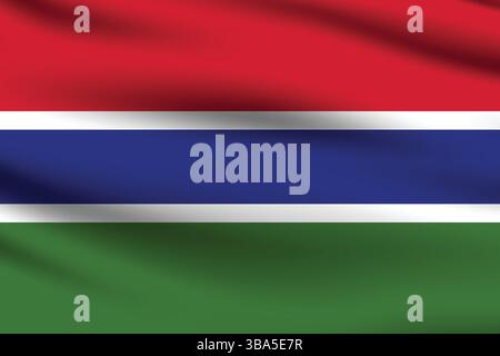 Flagge von Gambia. Gambia Flagge offizielle Farben und proportionale digitale Vektor-Illustration. Wellige Flagge. Faltenfahne. Stock Vektor