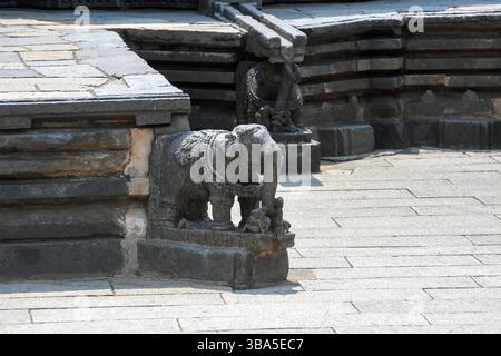 Somanathapura, Tempel, Mysore, Karnataka, Indien, Hoysala, Architektur, kompliziert, Schnitzereien, sternförmig, symmetrisch, Heiligtümer, Grundriss, Süden, Indien Stockfoto