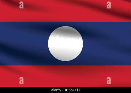 Flagge von Laos. Laos Flagge offizielle Farben und proportionale digitale Vektor-Illustration. Wellige Flagge. Faltenfahne. Stock Vektor