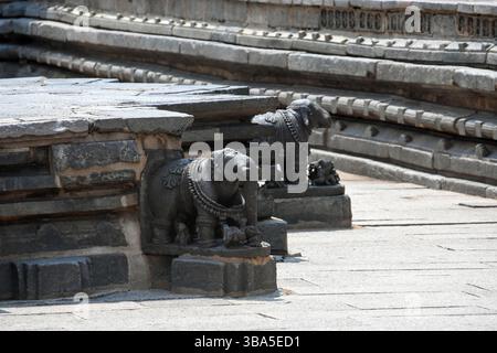 Somanathapura, Tempel, Mysore, Karnataka, Indien, Hoysala, Architektur, kompliziert, Schnitzereien, sternförmig, symmetrisch, Heiligtümer, Grundriss, Süden, Indien Stockfoto