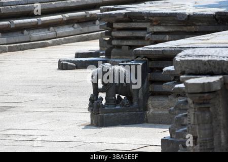 Somanathapura, Tempel, Mysore, Karnataka, Indien, Hoysala, Architektur, kompliziert, Schnitzereien, sternförmig, symmetrisch, Heiligtümer, Grundriss, Süden, Indien Stockfoto