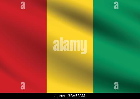 Flagge von Guinea. Guinea Flagge offizielle Farben und Proportion digitale Vektor Illustration. Wellige Flagge. Stock Vektor
