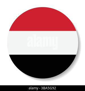 Flagge des Jemen. Jemen Knopf Flagge Logo Symbol Computer Vektor Illustration Design. Stock Vektor